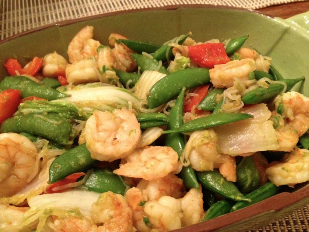Shrimp With Bok Choy, Sriracha and Shirataki Noodles