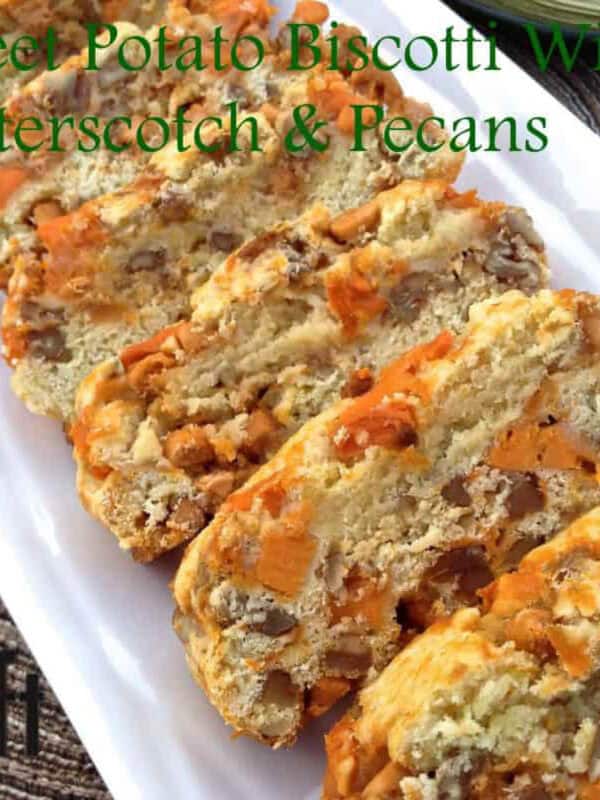 Six Sweet Potato Biscottis on a long serving dish