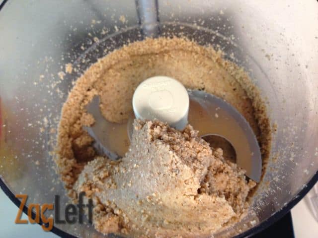 Almond powder turned into a thick paste in food processor