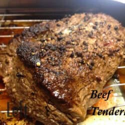 Beef tenderloin on a pan with a rack