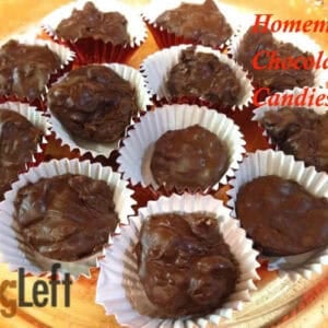 Twelve wrapped Valentine's Chocolate Candies on a large dish
