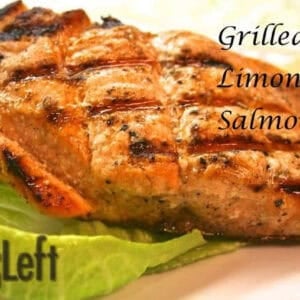 Grilled Limoncello Salmon on a large piece of lettuce