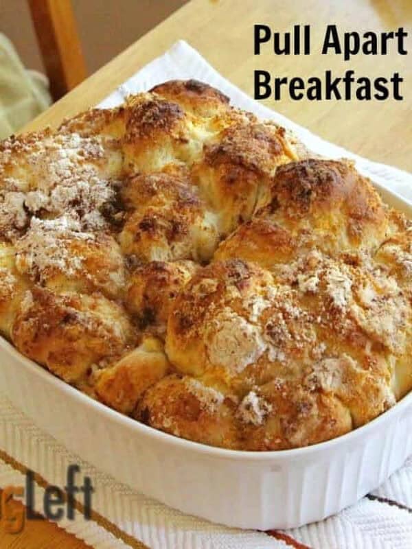 Pull Apart Breakfast Roll in a square baking dish