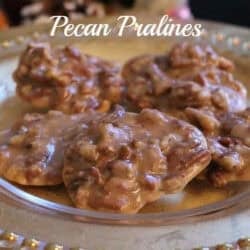 A large plate of five Pecan Pralines