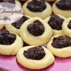 A plate of Fig Thumbprint Cookies on a large plate