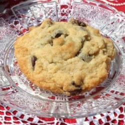 A Chocolate Chip Cookie on a small plate
